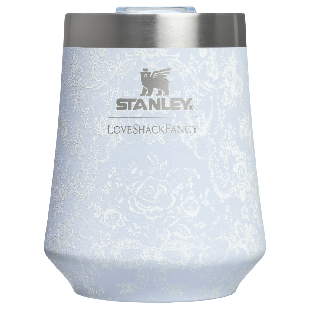 Flavor-Preserving Stanley 1913 x LoveShackFancy Holiday Reserve Wine Tumbler D367F - Reserve Collection Stainless Steel Whiskey Cup - Toscana Toile Alpine Blue