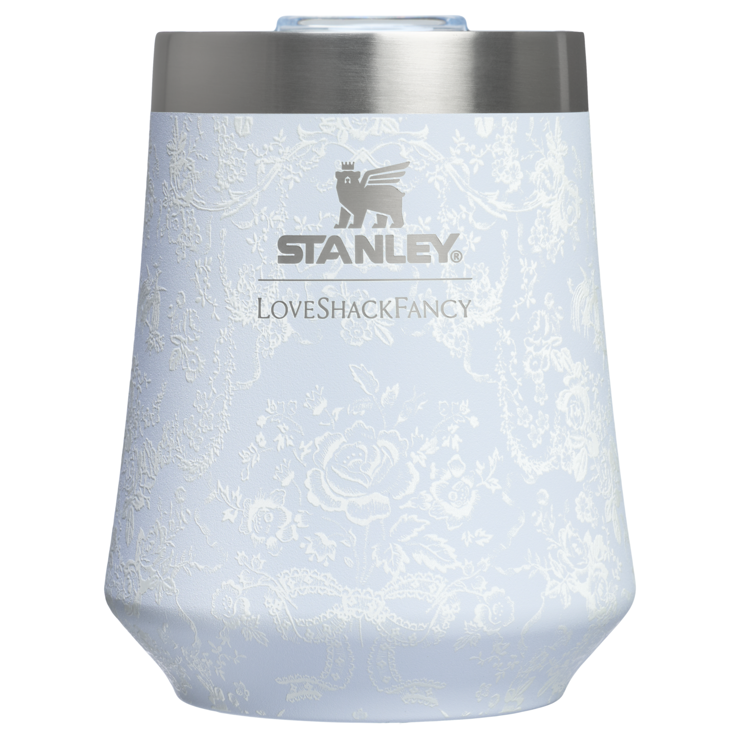 Shatterproof Luxury Stanley 1913 x LoveShackFancy Holiday Reserve Wine Tumbler D204X - Shatterproof Flavor-Preserving Cocktail Tumbler with Lid - Toscana Toile Alpine Blue