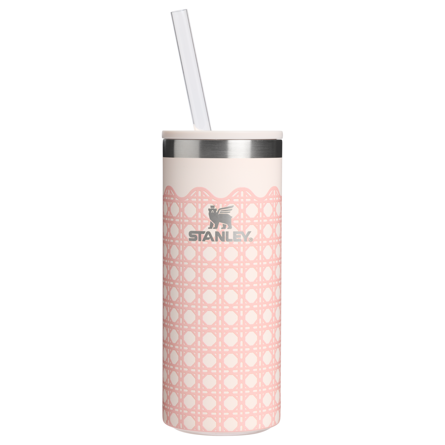 Ice-Retention The Everyday Slim Can Cooler Cup D350R - Heavy-Duty Ice-Retention Food & Beverage Carrier - Rose Quartz Rattan