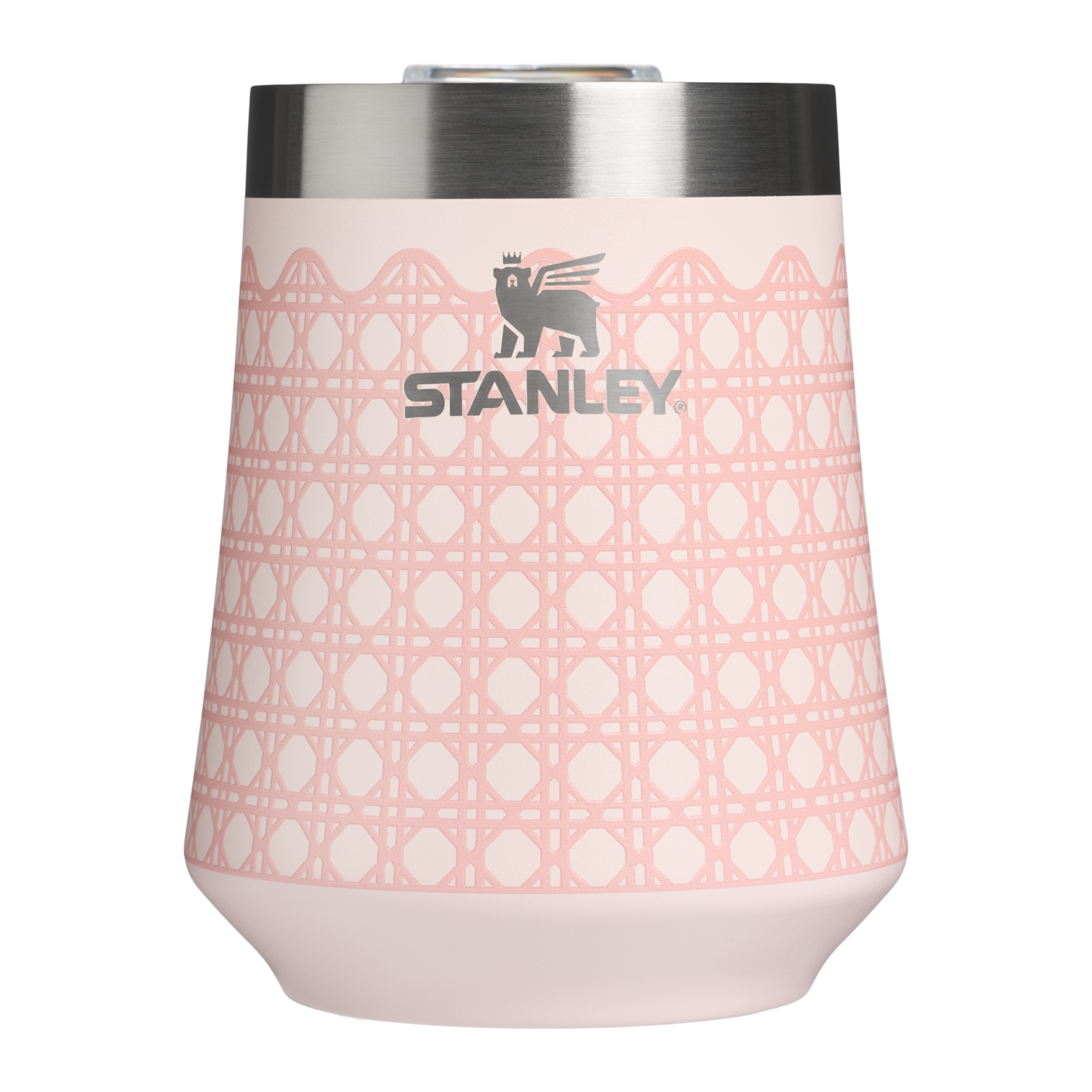 Vacuum Insulated Wine The Reserve Wine Tumbler D352C - Reserve Collection Stainless Steel Whiskey Cup - Rose Quartz Rattan