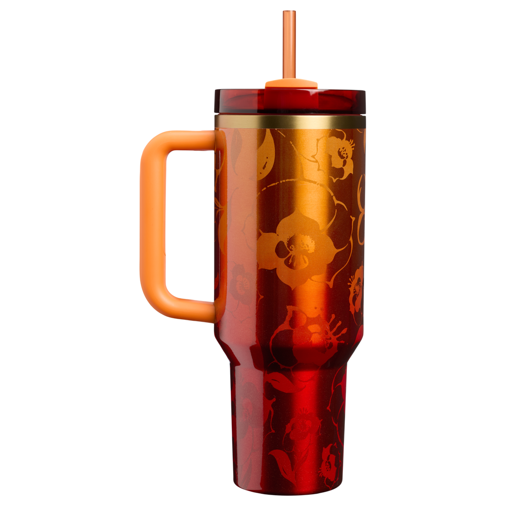 Insulated Travel The Stanley 1913 x Karol G Quencher H2.0 Flowstate Tumbler D275T - Double-Wall Vacuum Insulated Travel Tumbler with Straw Detail