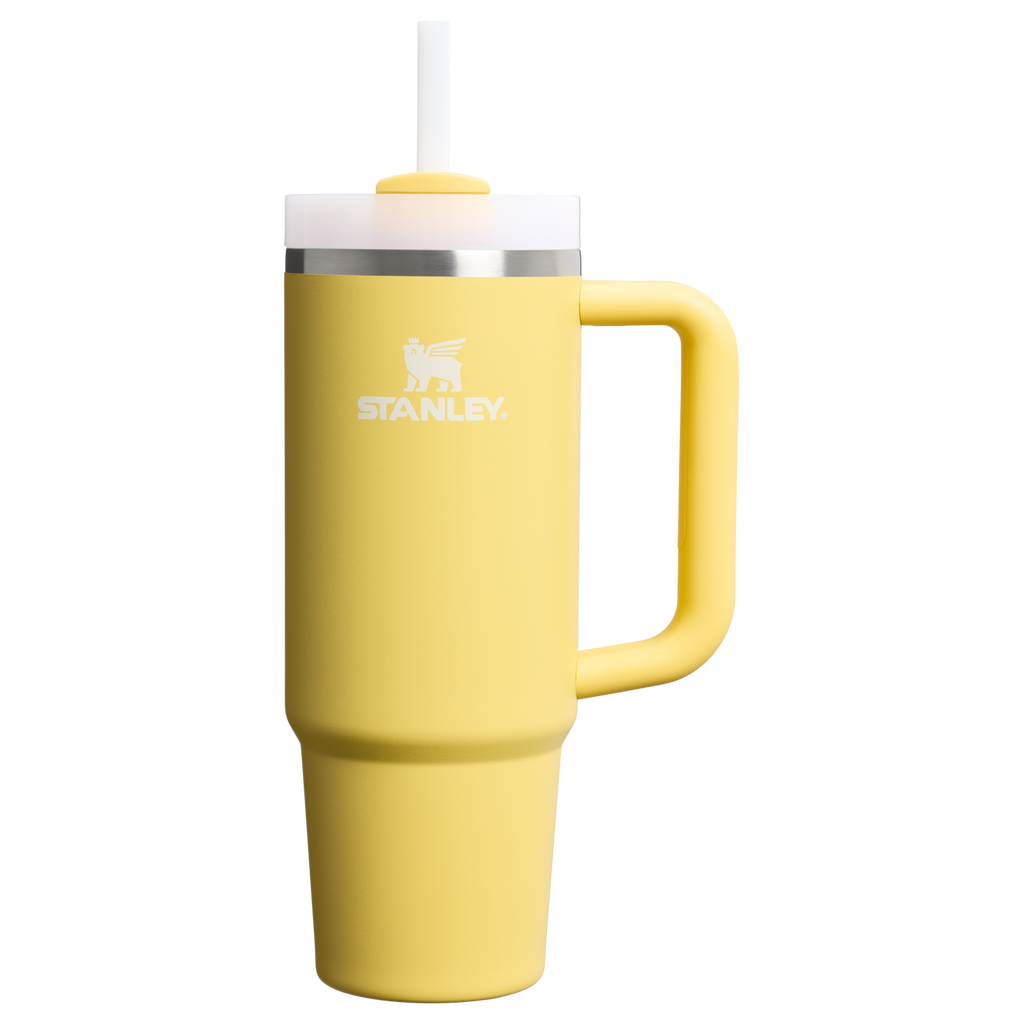 Insulated Travel The Quencher H2.0 Flowstate Tumbler | Stanley Create D331C - Double-Wall Vacuum Insulated Travel Tumbler with Straw - Daffodil