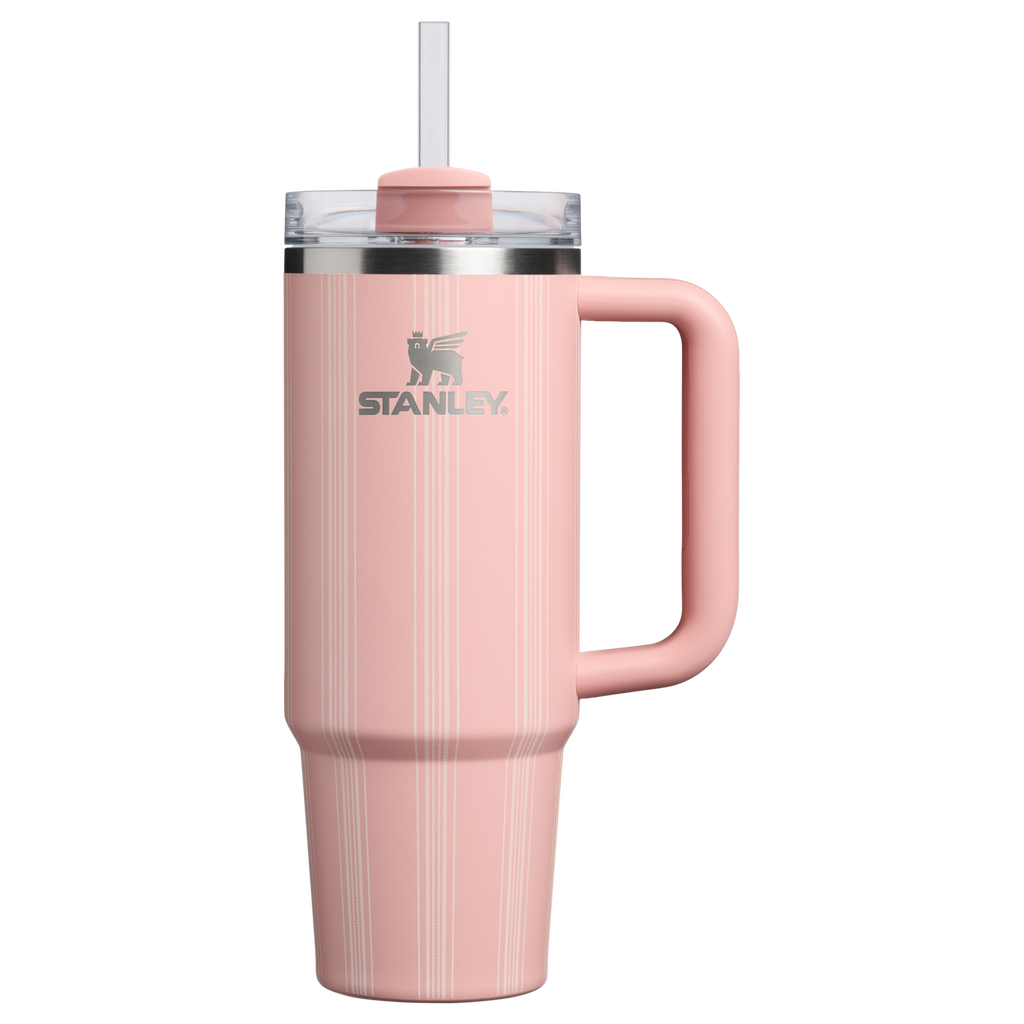Splash-Resistant FlowState The Quencher H2.0 Flowstate Tumbler D343V - Premium Stainless Steel Straw Cup for All-Day Hydration - Peach Rose Picnic Stripe