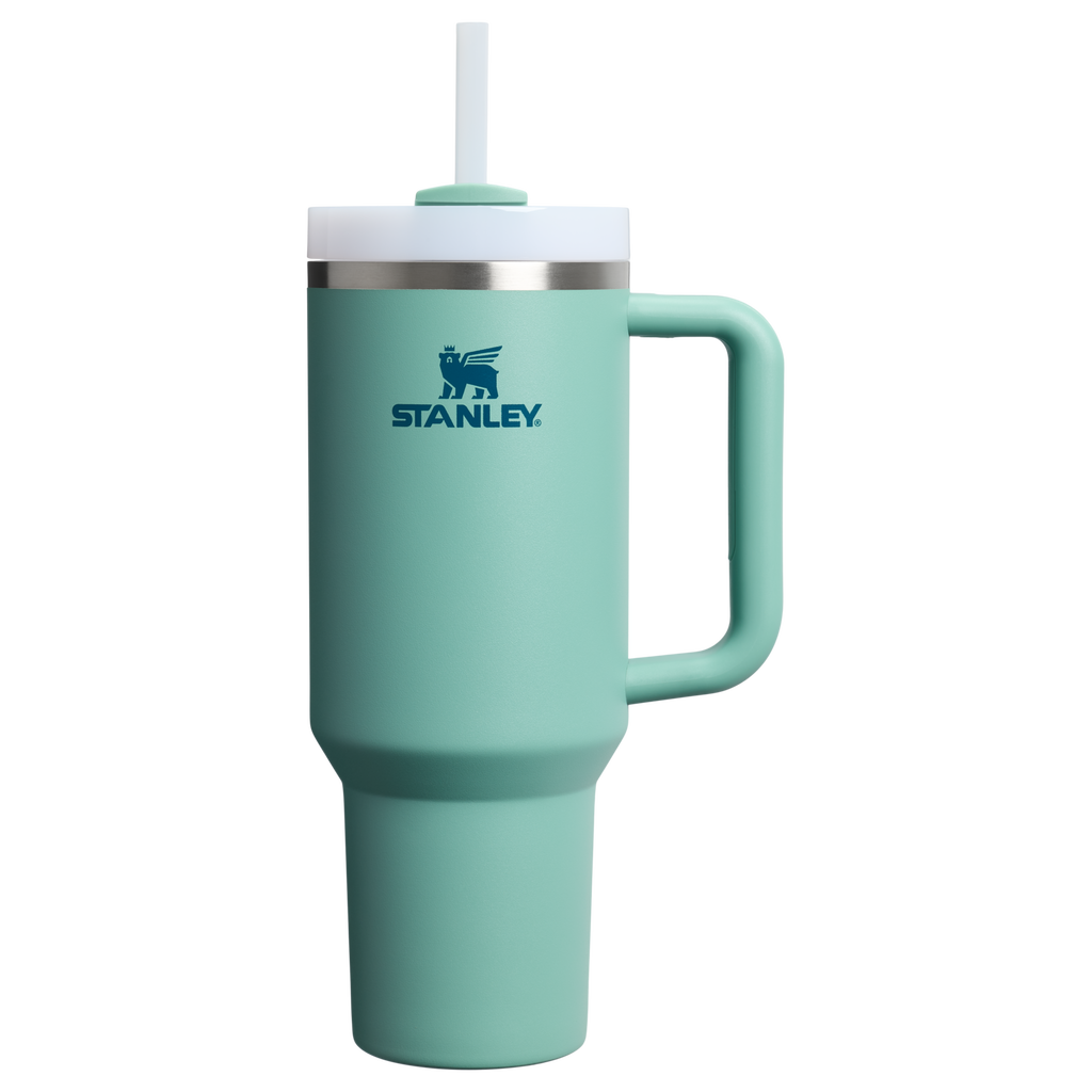 Splash-Resistant FlowState The Quencher H2.0 Flowstate Tumbler  | Stanley Create D332L - Premium Stainless Steel Straw Cup for All-Day Hydration - Spring Green