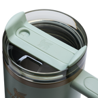 Insulated Travel The Quencher H2.0 Flowstate Tumbler | Stanley Create D331C - Double-Wall Vacuum Insulated Travel Tumbler with Straw Detail