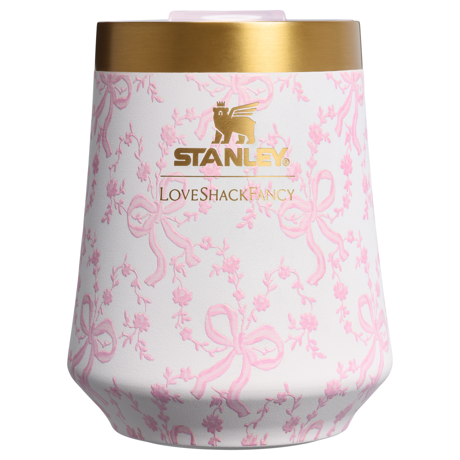 Shatterproof Luxury Stanley 1913 x LoveShackFancy Holiday Reserve Wine Tumbler D204X - Shatterproof Flavor-Preserving Cocktail Tumbler with Lid - Coquette Bow Chantilly