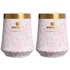 Shatterproof Luxury Stanley 1913 x LoveShackFancy Holiday The Reserve Wine Tumbler Set | 2-pack D205C - Premium Insulated Egg-Shaped Wine Glass for Outdoors - Coquette Bow Chantilly