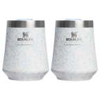 Shatterproof Luxury Stanley 1913 x LoveShackFancy Holiday The Reserve Wine Tumbler Set | 2-pack D205C - Premium Insulated Egg-Shaped Wine Glass for Outdoors - Coquette Bow Winter Ice